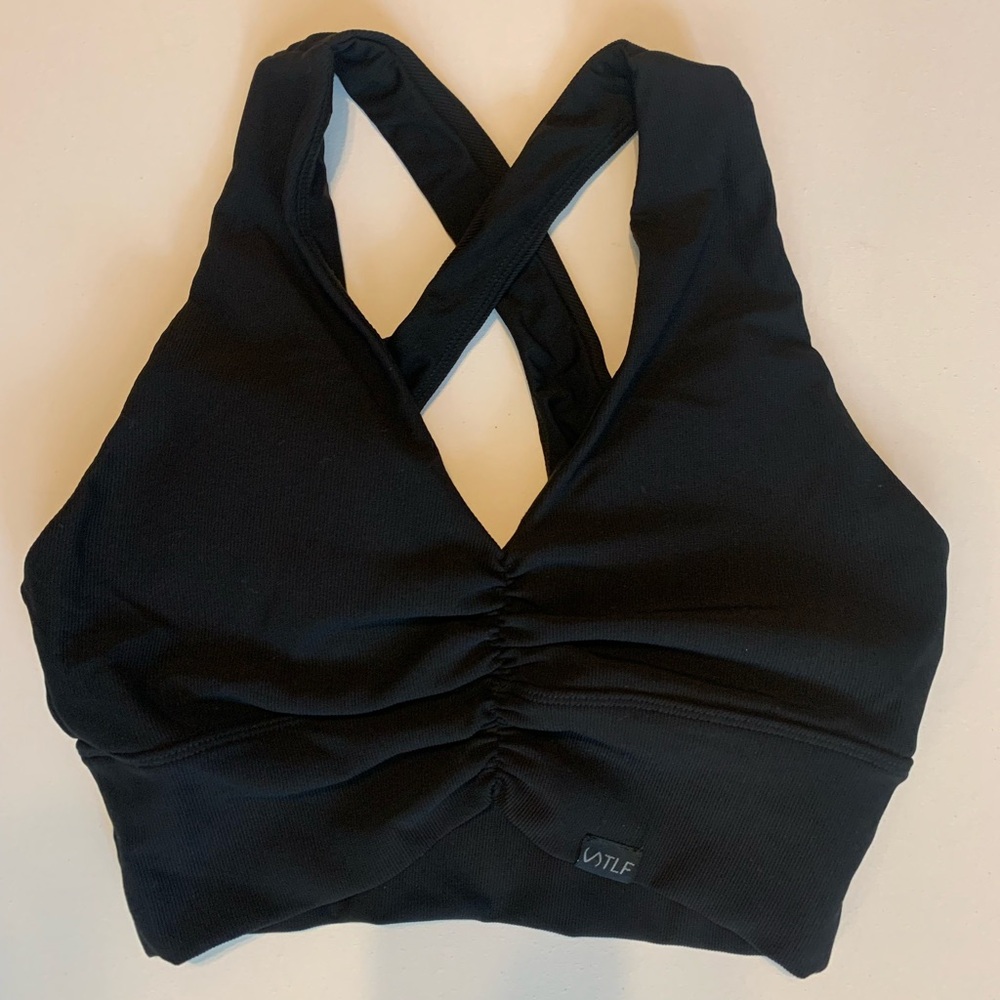 TLF Black Sports Bra with Cross-Back Design